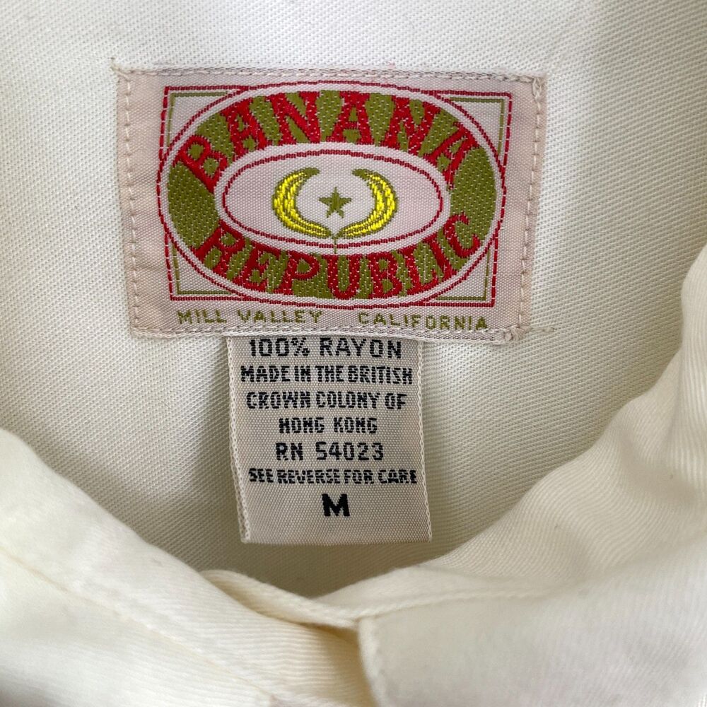 Vintage Banana Republic Button Up Shirt Top Womens Large Ivory Safari Military - Picture 5 of 9